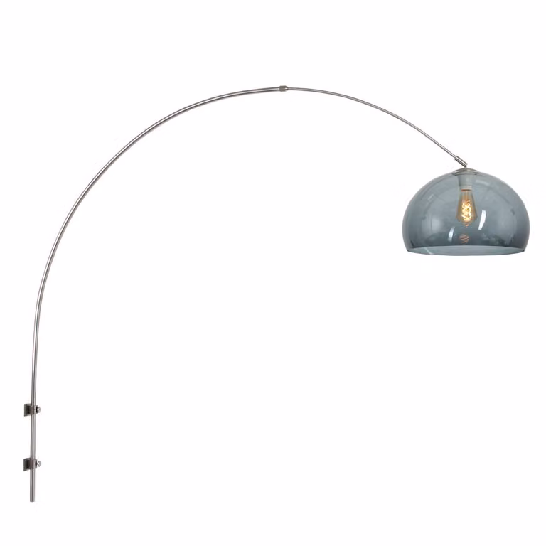 Steinhauer Sparkled Wandbooglamp in RVS en Grijs met Transparante Kap