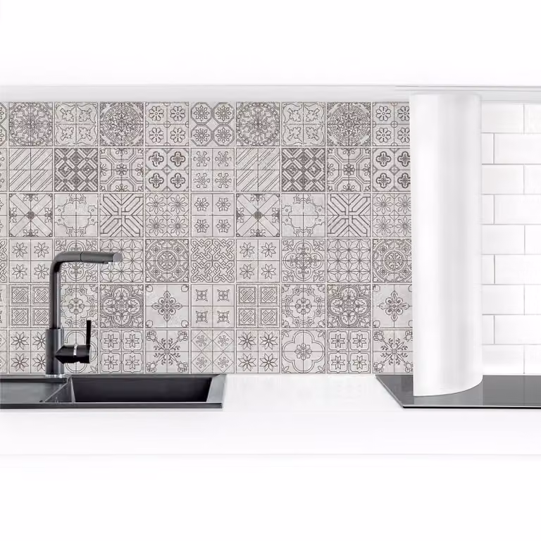 home24 Keukenachterwand Tegelpatroon Premium Grijs 50 x 50 cm