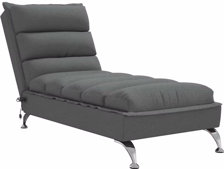 vidaXL Massage Chaise Longue met kussens en USB-oplaadpunt, donkergrijs