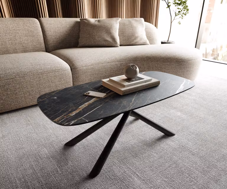 DELIFE Salontafel Edge Boot met keramiek Laminam Noir Desir, Bruin en Zwart, B/D: 100 x 50 cm