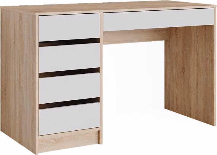 Vicco Bureau Sonoma/Wit met laden, B: 120 cm, D: 55 cm, H: 75 cm