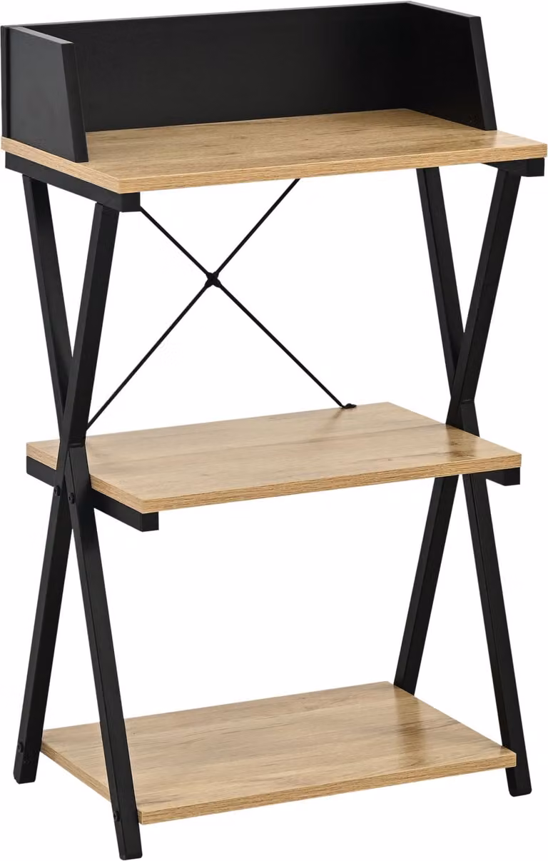 en.casa Staand rek Kappespoo zwart en eikenkleurig B/D/H: 84 x 50 x 30 cm