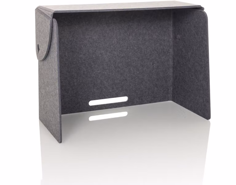 FLEXMIUT FOLD Akoestische tafelscheidingswand, opvouwbaar en vrijstaand, PET grijs, OFFICE