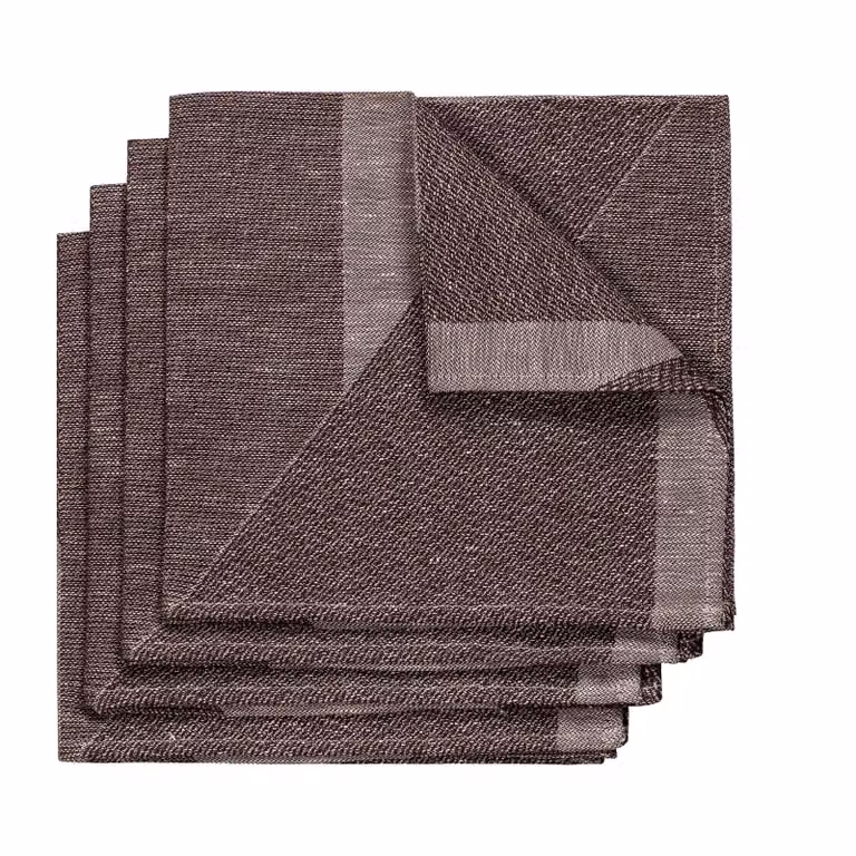NJRD Metric servet 4-pack Bruin-wit 47 x 47 cm