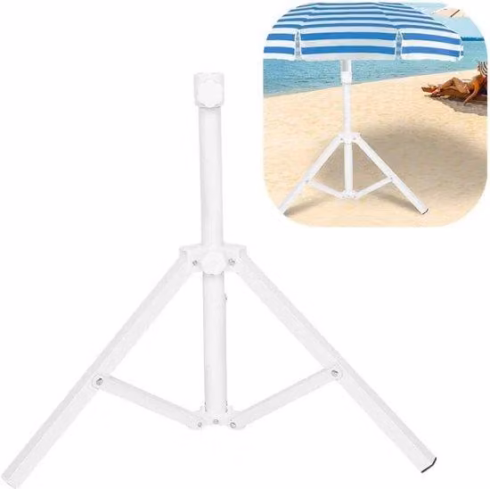 Verstelbare en opvouwbare parasolstandaard voor het strand in wit aluminium