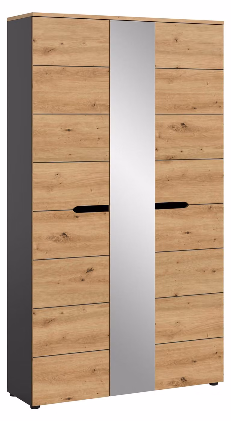 Xonox Kledingkast Canu 1 met Spiegel, Grijs en Artisan Eikenhout, B: 105 cm, D: 37 cm, H: 190 cm