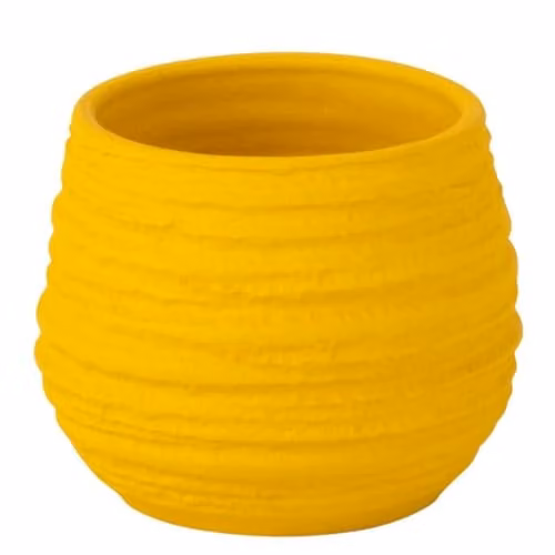 J-Line Cachepot Fiesta Keramisch Geel Small Ø 14 cm