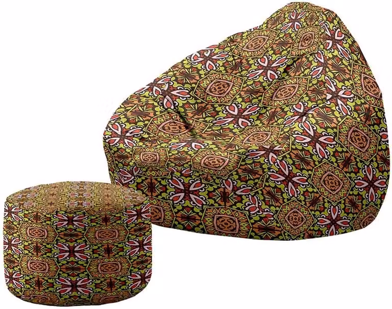 Geel Zitzak Stoel met Voetenbank voor Volwassenen - 80 x 90 cm