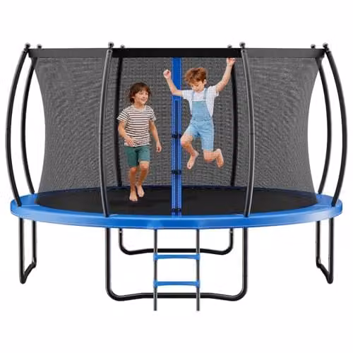 VEVOR Buitentrampoline met veiligheidsnet en verdikte padding, 427 x 427 cm, maximaal 204 kg belastbaar