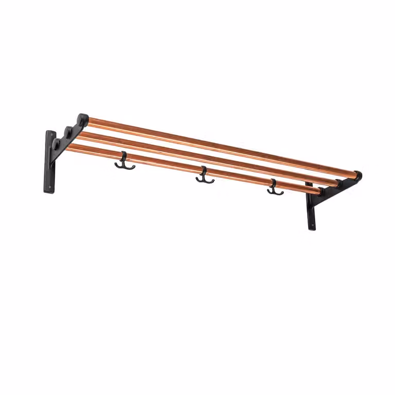 Essem Design Nostalgi schoenenrek of hoedenplank met koperen afwerking en zwart frame