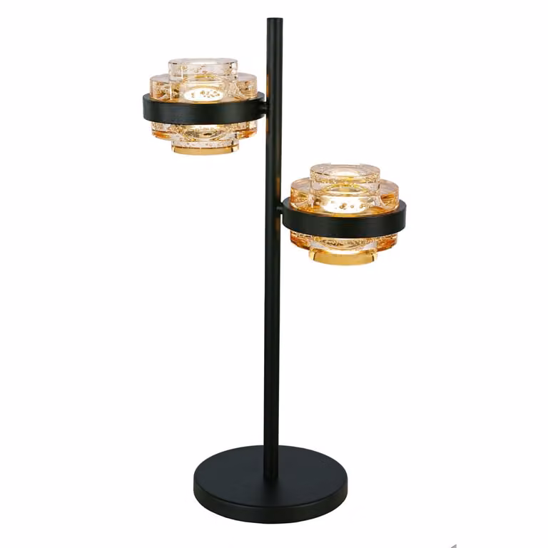 Highlight Dynasty Tafellamp - Zwart - 2-lichts - Amber Glas