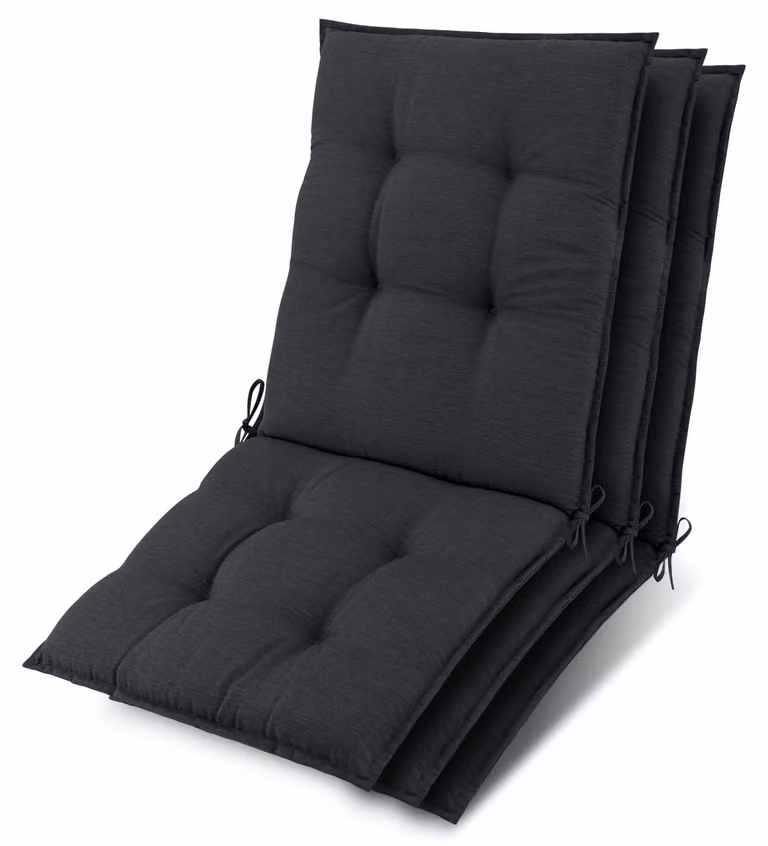 Beautissu set van 3 zonnedekpads Niederlehner editie, antraciet, B/D/H: 100 x 50 x 8 cm