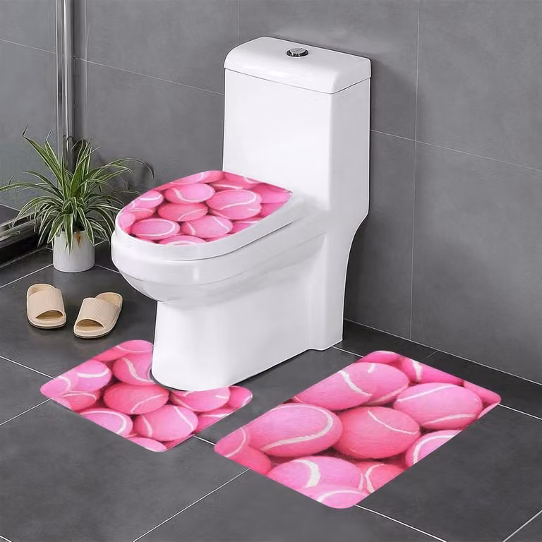 3-delige super absorberende badmat set in fel roze