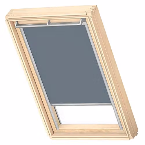 VELUX Verduisterend Rolgordijn Dark Petrol met grijze geleiders, P06