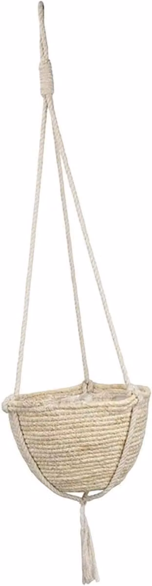 Wit Ophangmand Bloempot van Grasweefsel - B/D/H: 25 x 16 x 11 cm