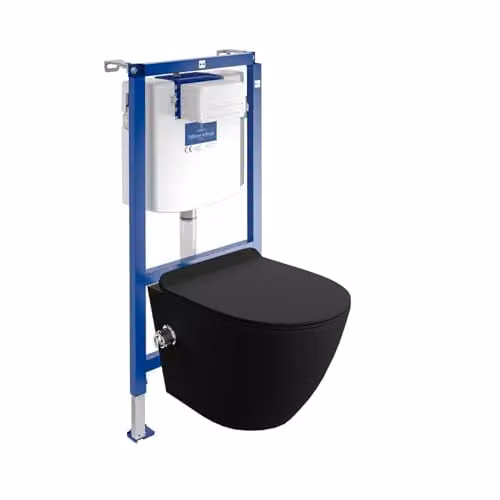 Villeroy&Boch ViConnect H112 Complete Inbouwtoiletset met Wandcloset Salto Black en Witte Bedieningsplaat