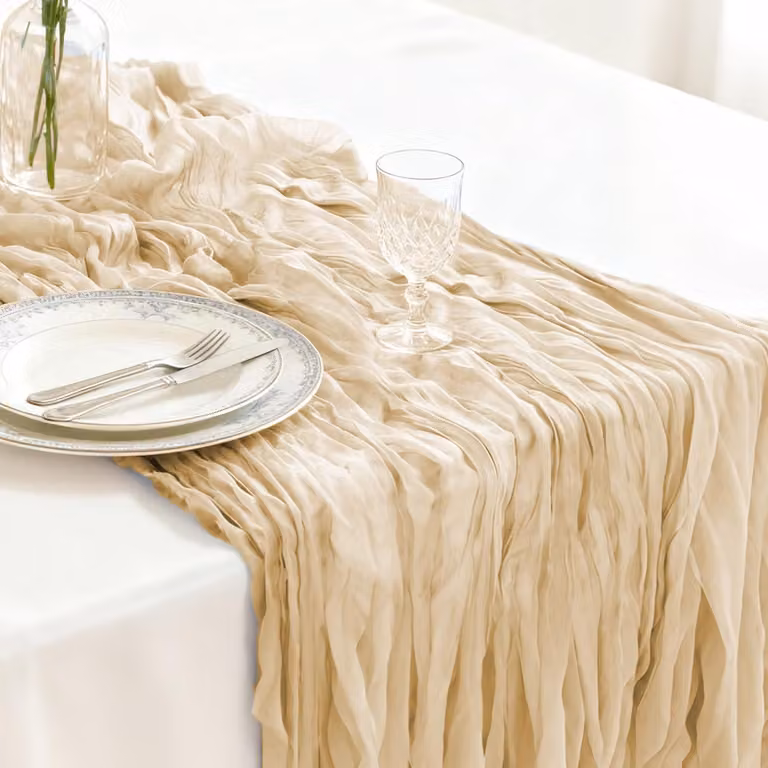 Dripio Tafelrunner Boho-stijl Lichtbeige B: 30 cm, L: 90 cm