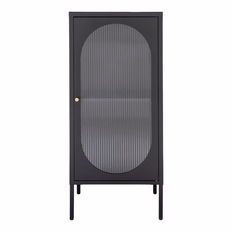 QUVIO Wandkast Adelaide - Zwart Staal en Glas - B: 50 cm, D: 35 cm, H: 110 cm