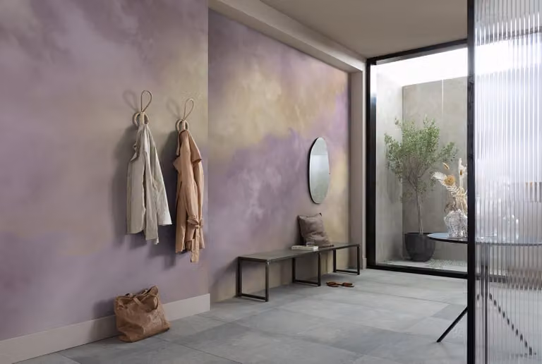 home24 Fotobehang Lavender Clouds Multicolour Paars Abstract Modern B: 350 cm, H: 250 cm