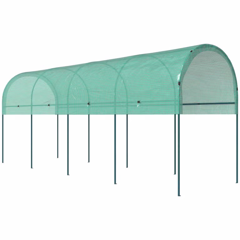 Outsunny Winterbestendige foliekas met boogdak en grondankers, Groen, B/D/H: 400 x 120 x 170 cm