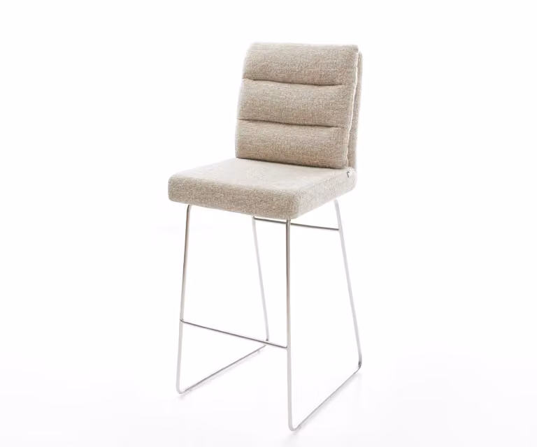 DELIFE Barstoel Beige met Zilverkleurig Metalen Sledeonderstel