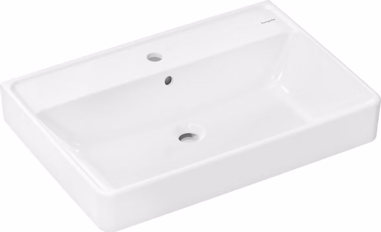 Hansgrohe Xanuia Q wastafelblad, gesloten, wit, 700 x 480 mm, met kraangat en overloop