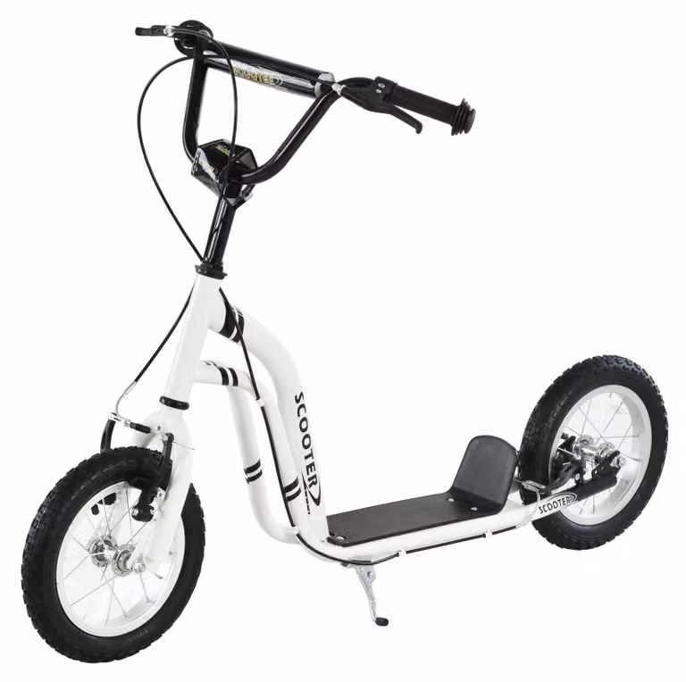 HOMCOM kinderloopfiets en scooter, verstelbaar trappelvoertuig voor kinderen vanaf 5 jaar, wit