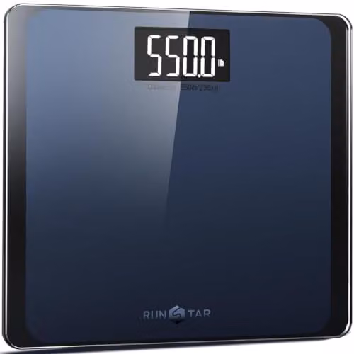 RunSTAR Digitale weegschaal met ultrabreed platform en groot LCD-display, marineblauw, tot 550 kg