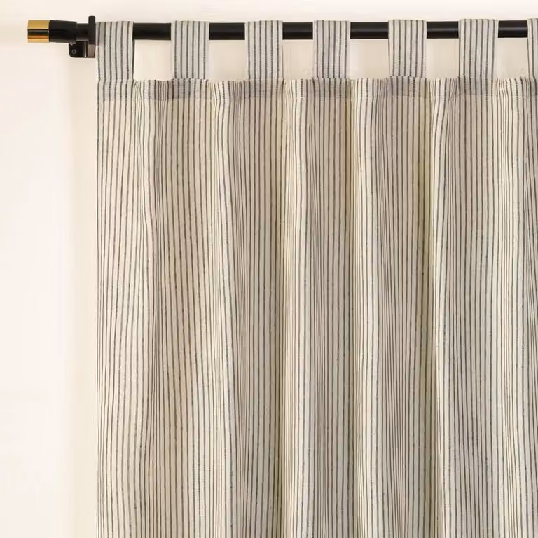 Set van 2 Linnen Gaas Gordijnen met Streeppatroon in Groen - Lichtfilterende Boho Raambekleding - 2x 137 x 106 cm