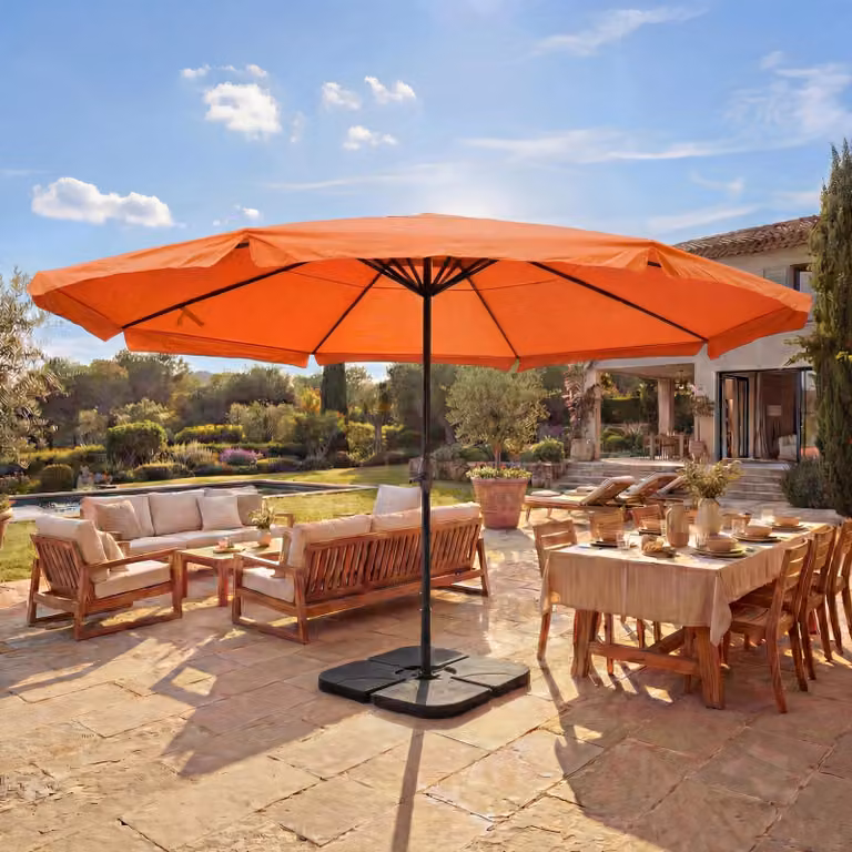 Mendler Sonnenschirm Meran Pro Marktscherm met Volant, Terracotta, Diameter: 5 meter