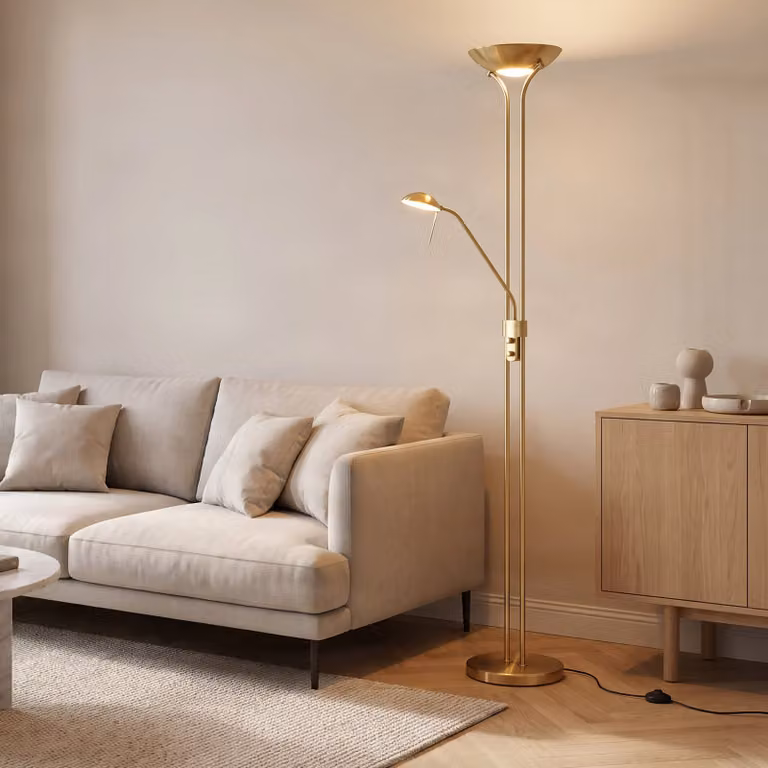 Lindby Josefin LED Vloerlamp - Messing/Goud - Modern - Dimbaar