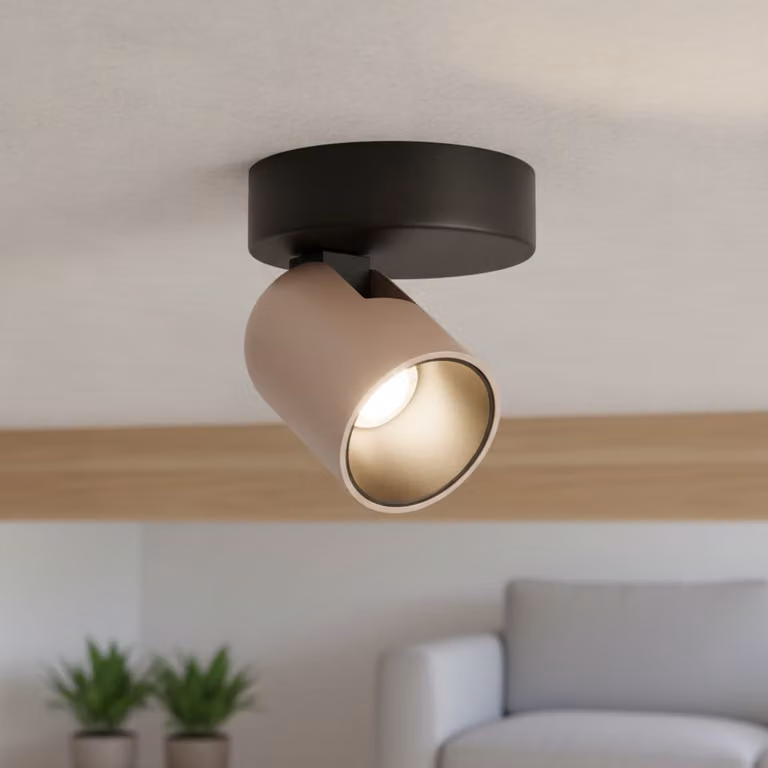 Lyora Plafondspot Sirmos zwart en mokka bruin met LED