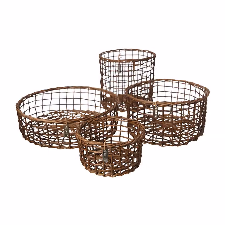 ERNST Mand van bamboe met open weefpatroon, 4-pack, Donkerbruin