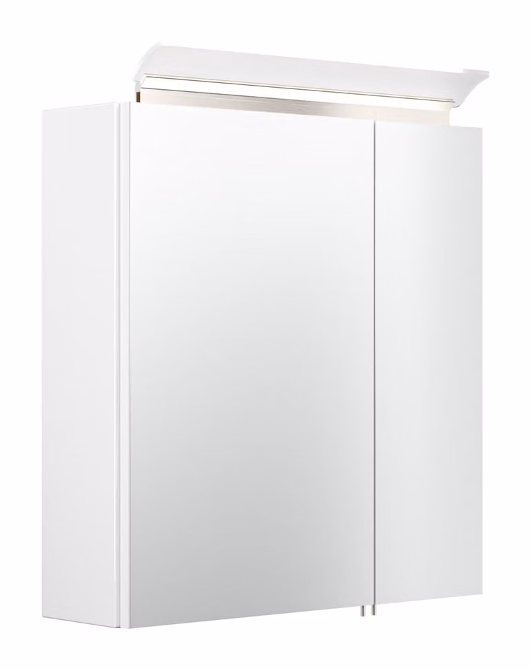 Posseik Spiegelschaaf met LED-acrylglaslamp, wit hoogglans, Breedte: 60 cm