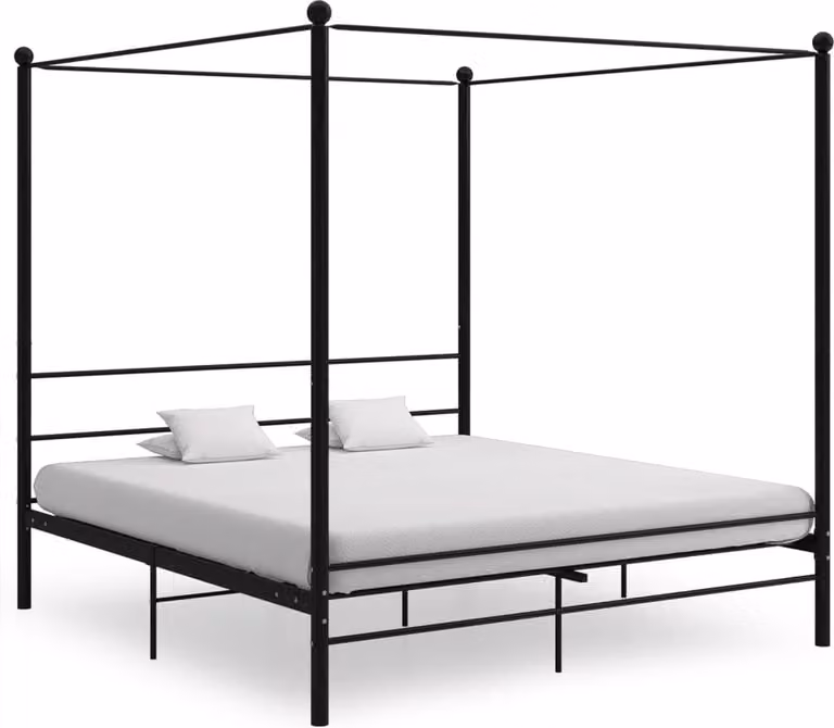 vidaXL Hemelbedframe van metaal in zwart, 180 x 200 cm
