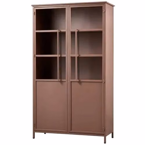 WOOOD Exhibit Vitrinekast met glazen deuren, Bruin, H 170 cm x B 99 cm x D 44 cm