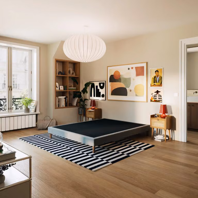 Hypnia Essential gestoffeerde bedbodem met houten latten en zwart textiel