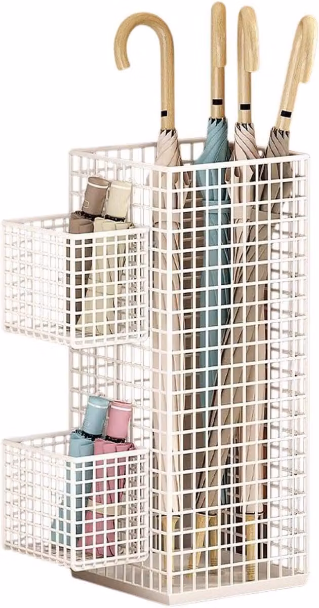 Wit Paraplubak van roestbestendig staal voor het organiseren van je entree, B/D/H: 50 x 20 x 20 cm