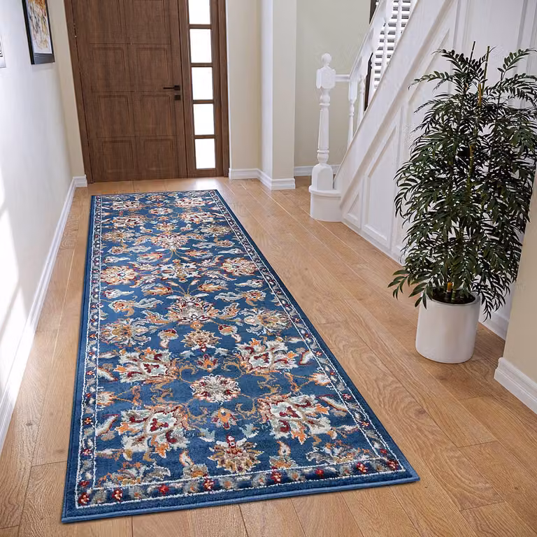 home24 Oosters vloerkleed Caracci blauw/donkerblauw B/D: 80 x 240 cm