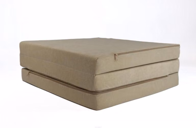 Vouwmatras Gastenmatras - Opvouwbaar Logeermatras - Orthopedisch Schuim - Beige - B/D/H: 195 x 60 x 9 cm