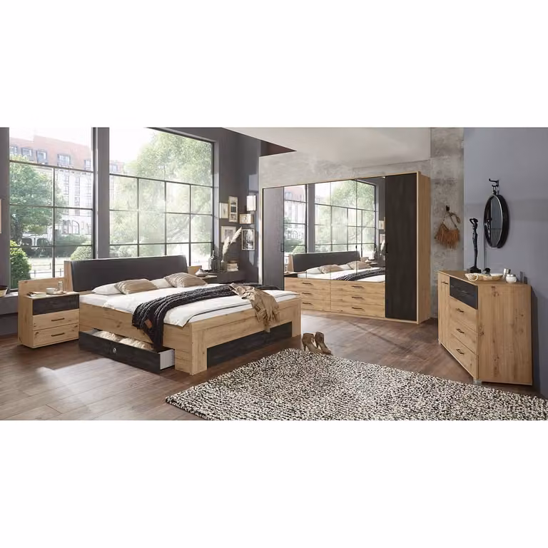 home24 Futonbed II bruin/grijs met lades B/D/H: 180 x 200 cm