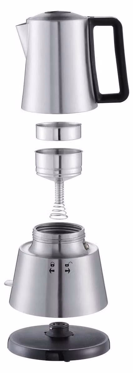 Cloer espressokoker model 5928 zilverkleurig