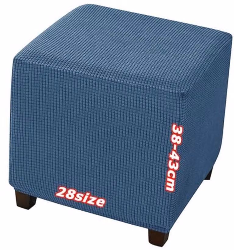 Wasbare Rekbare Fluweel Jacquard Ottomaanse Hoes voor Vierkante Voetenbank, 45 x 45 cm