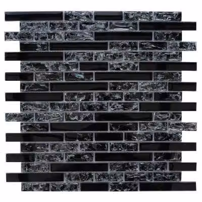 Crush Crystal Glasmozaïek Tegels Zwart Glanzend Gebroken Mat 30 x 30 cm