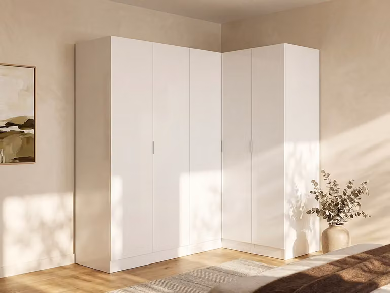LISTOWEL Hoekkast met 5 deuren, Wit, B/D/H: 173 x 132 x 184 cm