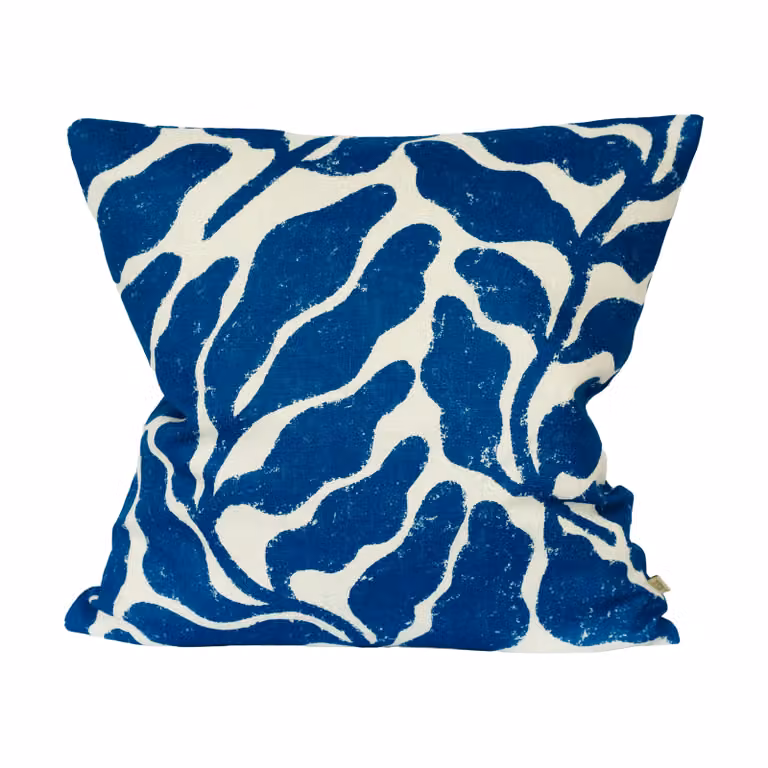 Fine Little Day Leaves kussenhoes Wit-blauw 48 x 48 cm