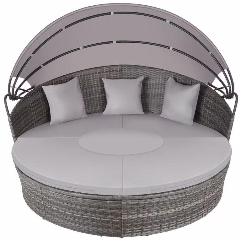 TecTake Wicker zonne-eiland Santorini - grijs