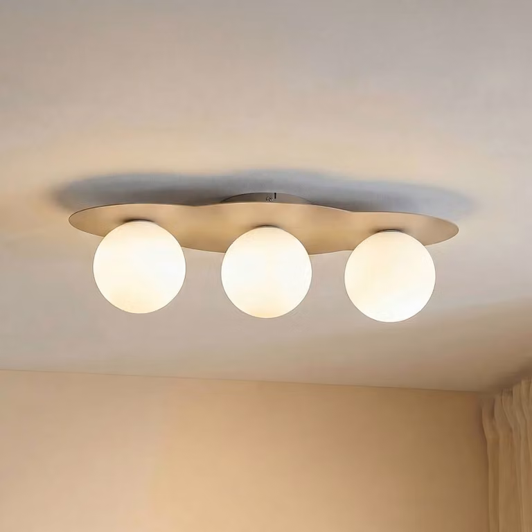 TK Lighting Cloud Plafondlamp voor de kinderkamer, dimbaar, beige/amber/wit