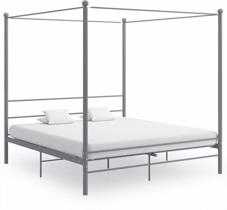vidaXL Hemelbedframe van metaal in grijs, 180 x 200 cm