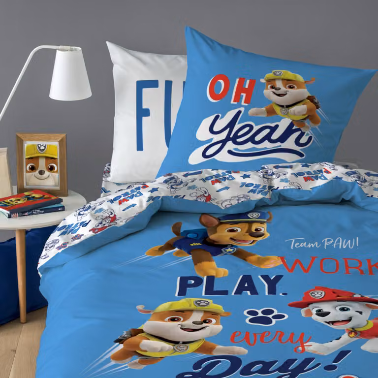 Paw Patrol beddengoed voor kinderen, 100% katoen, Dekbedovertrek: 135 x 200 cm, Kussensloop: 80 x 80 cm